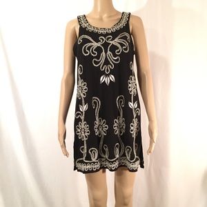 Lauren Michelle Black Embroidered Sleeveless Dress